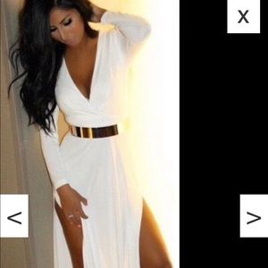 Charming White Chiffon Prom Dress,sexy Long Sleeves Evening Dress